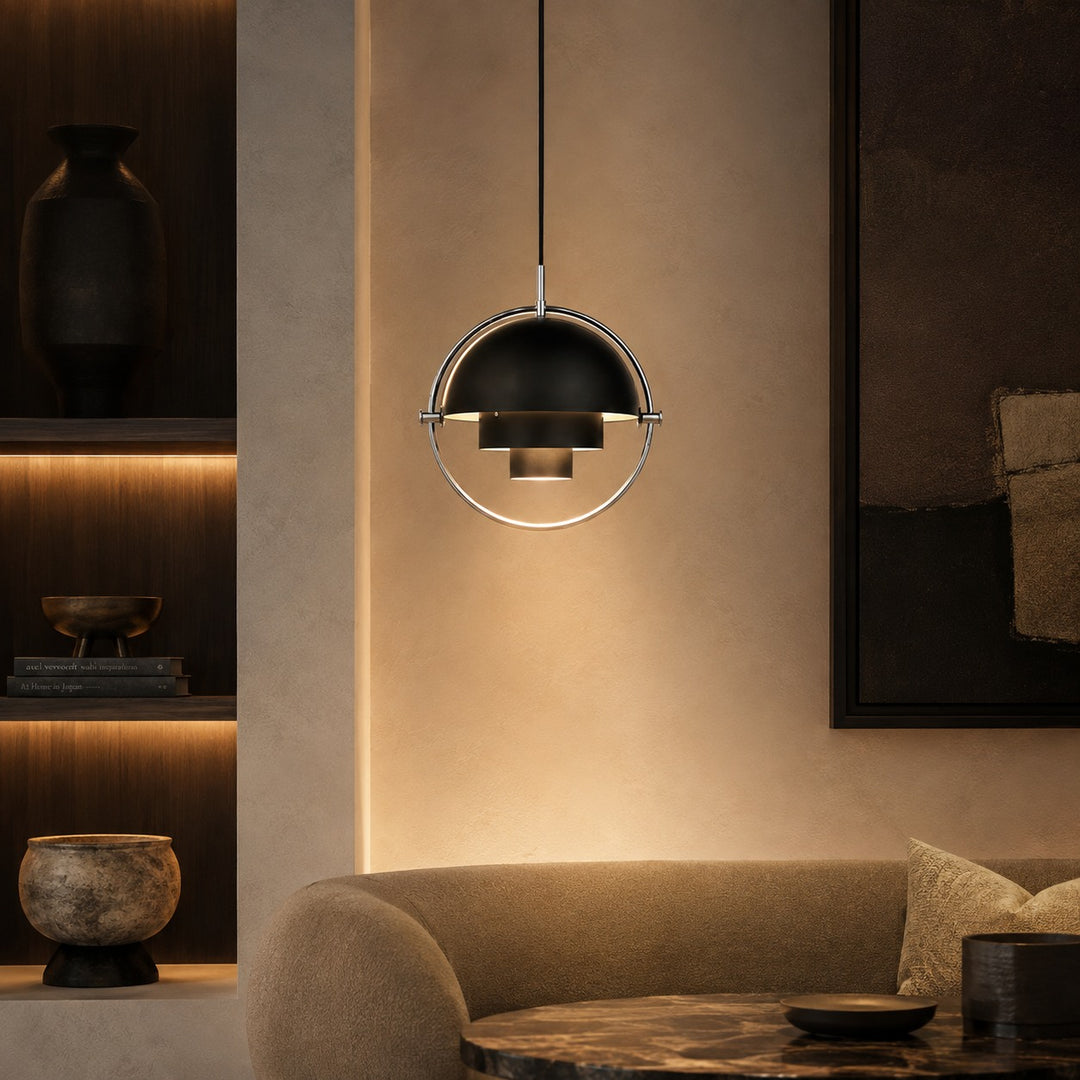 Modern Adjustable Black Pendant Light with Metal Shade for Kitchen Pendant Lighting