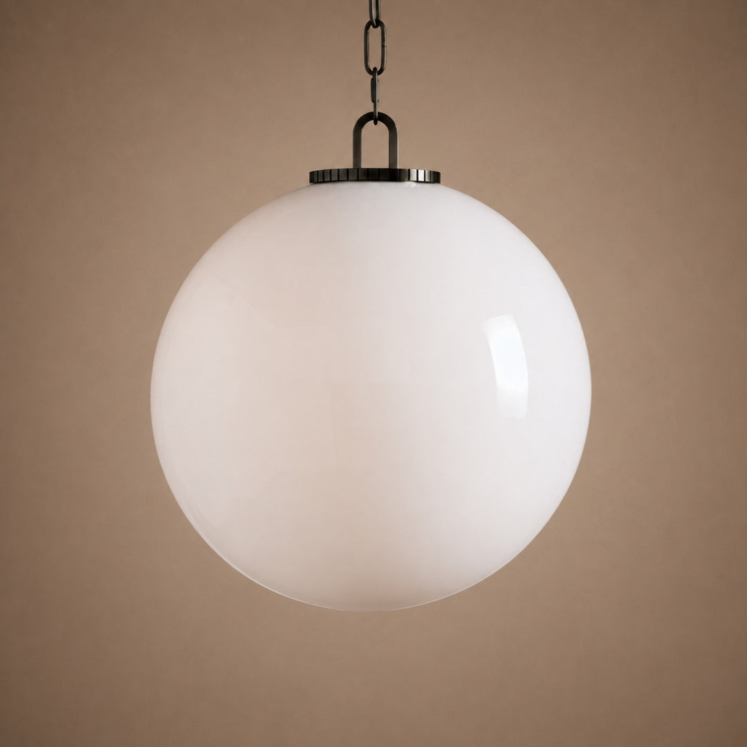 Modern Glass Globe Pendant Light with Chain – Brass or Bronze, Clear or Milk Glass