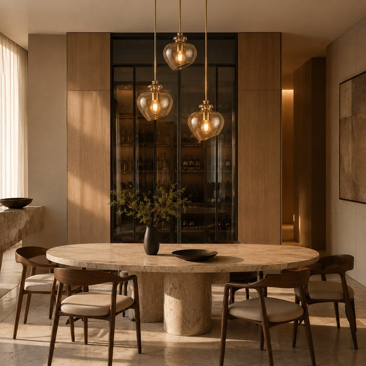 Modern Glass Pendant Light with Adjustable Metal Shade for Kitchen Pendant Lighting E26 Base