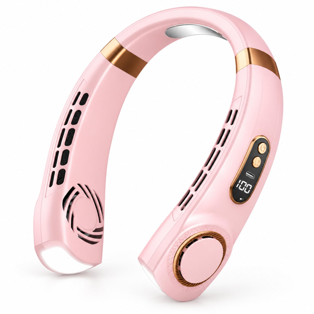 Portable Bladeless Neck Fan Hands-Free Cooling USB Rechargeable with Digital Display and 5 Speeds