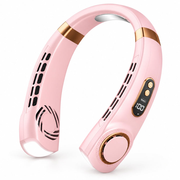 Portable Bladeless Neck Fan Hands-Free Cooling USB Rechargeable with Digital Display and 5 Speeds