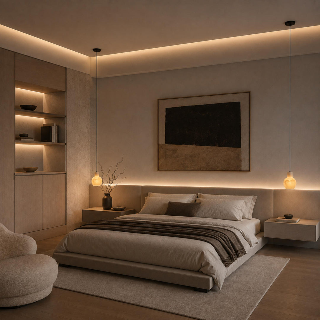 Modern Alabaster Chandelier Hanging Light Fixture with Glass Shades and LED Bulbs for 6 Lights