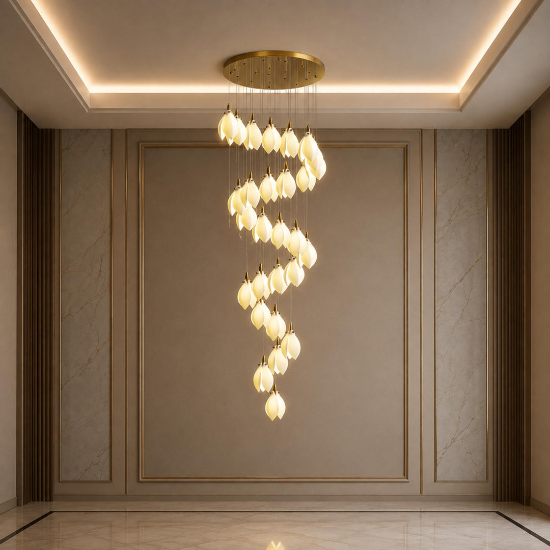 Modern Chandelier Ceiling Light Adjustable Hanging Metal and Ceramic LED Compatible 7 to 64 Lights