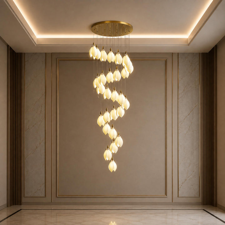 Modern Chandelier Ceiling Light Adjustable Hanging Metal and Ceramic LED Compatible 7 to 64 Lights