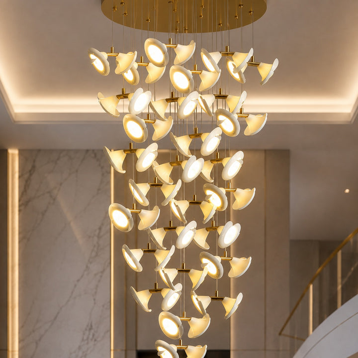 Modern Double Horn Chandelier Ceiling Light Iron and Ceramic Adjustable LED 14 to 128 Bulbs