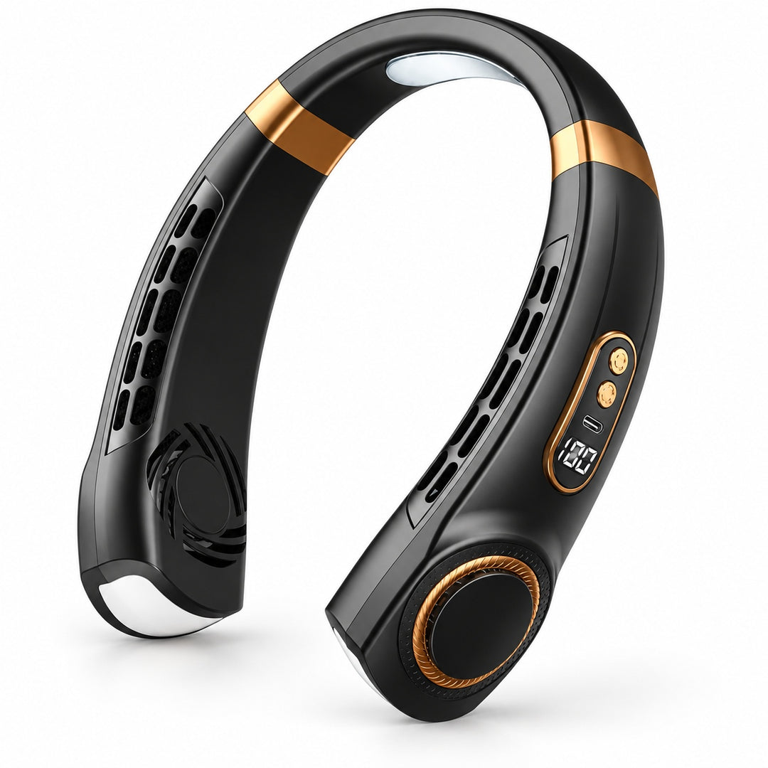 Portable Bladeless Neck Fan Hands-Free Cooling USB Rechargeable with Digital Display and 5 Speeds