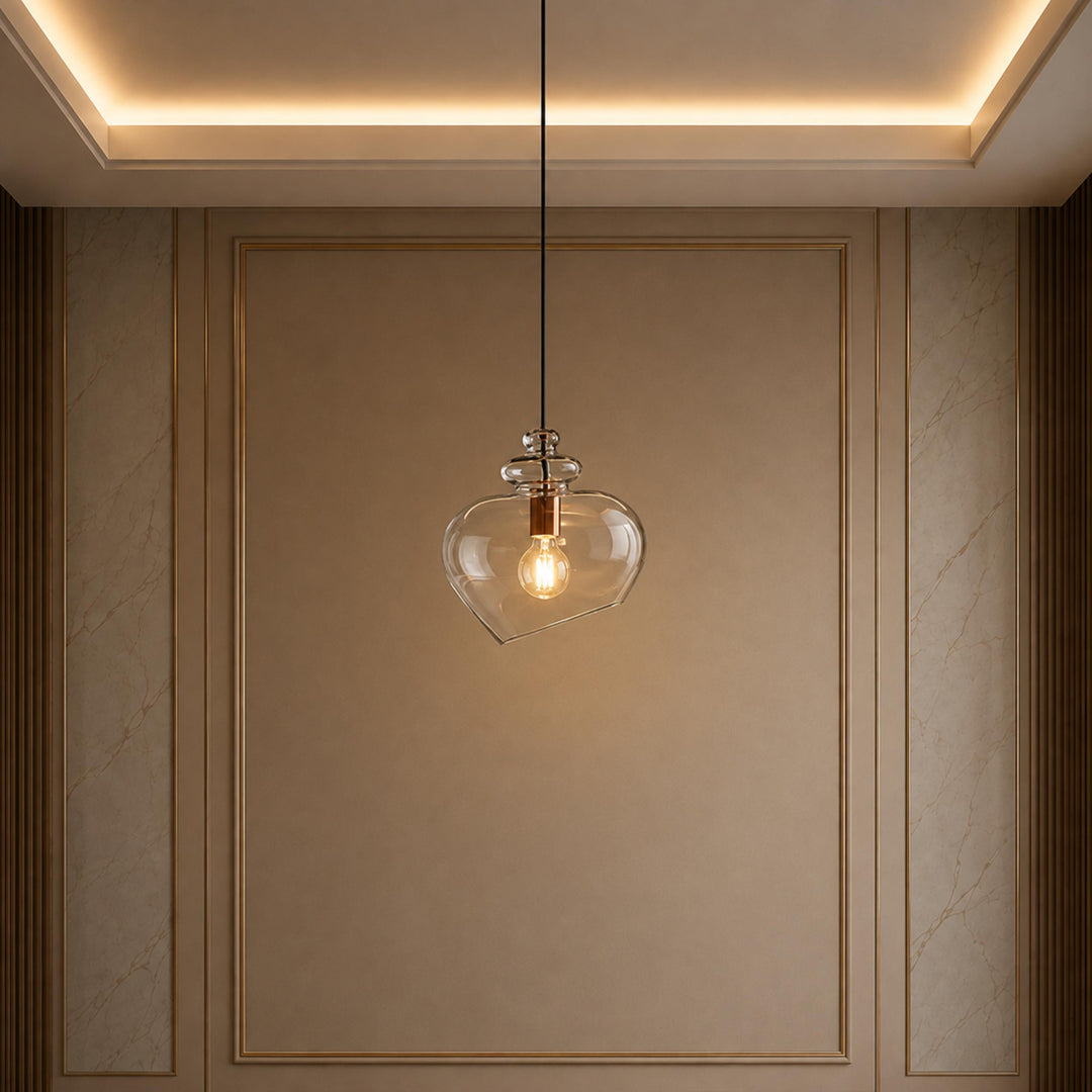 Modern Glass Pendant Light with Adjustable Metal Shade for Kitchen Pendant Lighting E26 Base