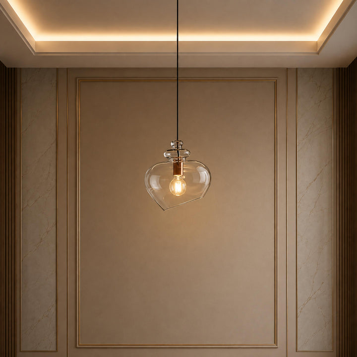 Modern Glass Pendant Light with Adjustable Metal Shade for Kitchen Pendant Lighting E26 Base
