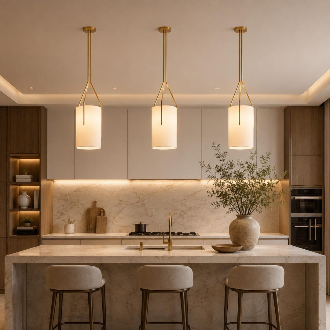 Modern Chandelier Light Adjustable Height Hanging Light Fixtures Gold Metal LED Compatible