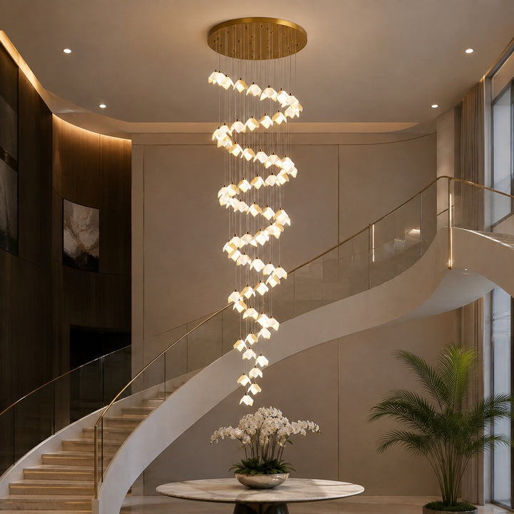 Modern Chandelier Ceiling Light Adjustable Gold Metal and Ceramic LED Fixture 7 to 64 Bulbs