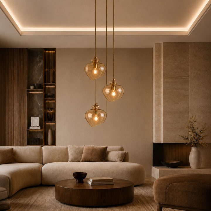 Modern Glass Pendant Light with Adjustable Metal Shade for Kitchen Pendant Lighting E26 Base