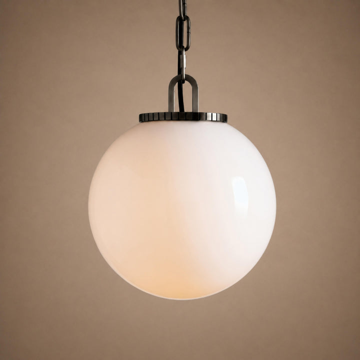 Modern Glass Globe Pendant Light with Chain – Brass or Bronze, Clear or Milk Glass