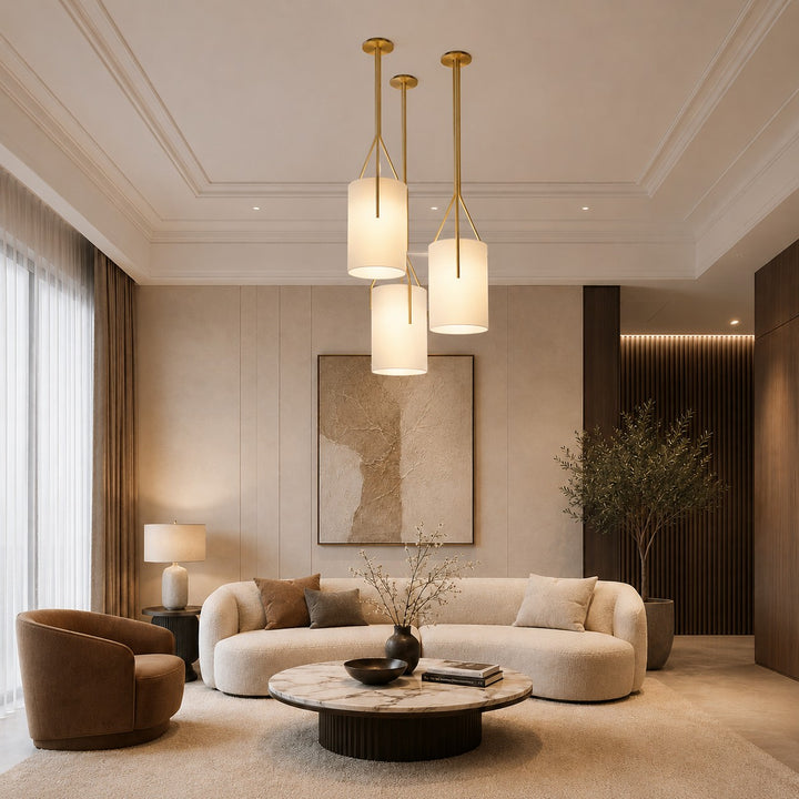 Modern Chandelier Light Adjustable Height Hanging Light Fixtures Gold Metal LED Compatible