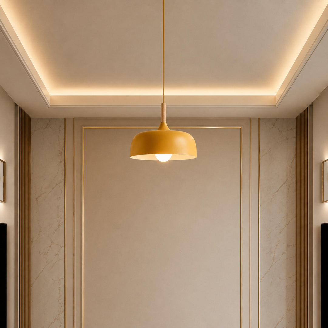 Modern Black Pendant Light Adjustable Hanging Lamp Zinc Alloy and Wood for Kitchen Pendant Lighting