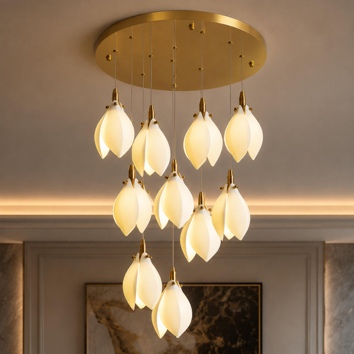 Modern Chandelier Ceiling Light Adjustable Hanging Metal and Ceramic LED Compatible 7 to 64 Lights