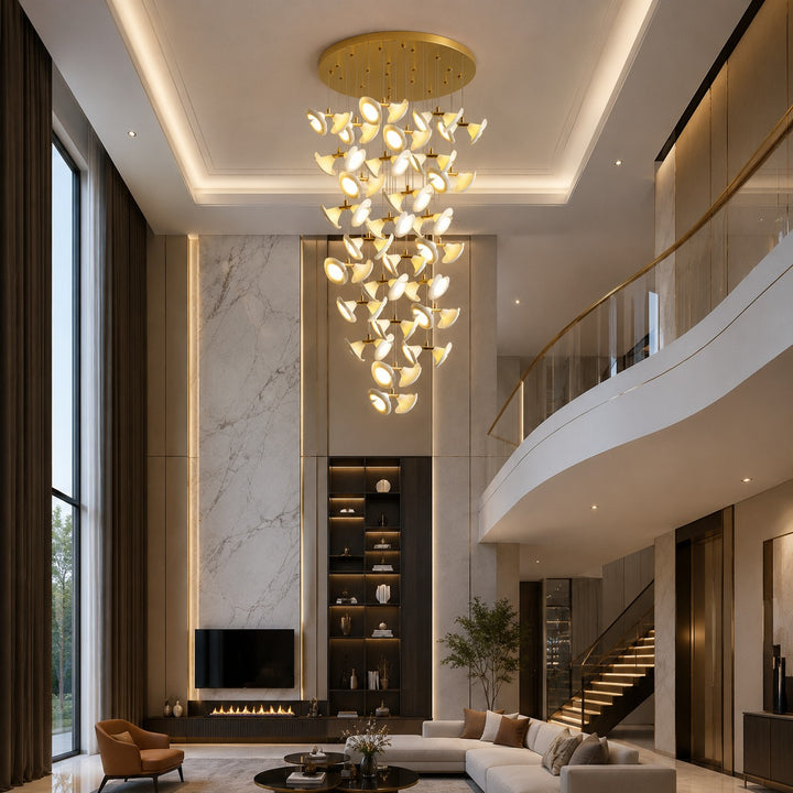 Modern Double Horn Chandelier Ceiling Light Iron and Ceramic Adjustable LED 14 to 128 Bulbs