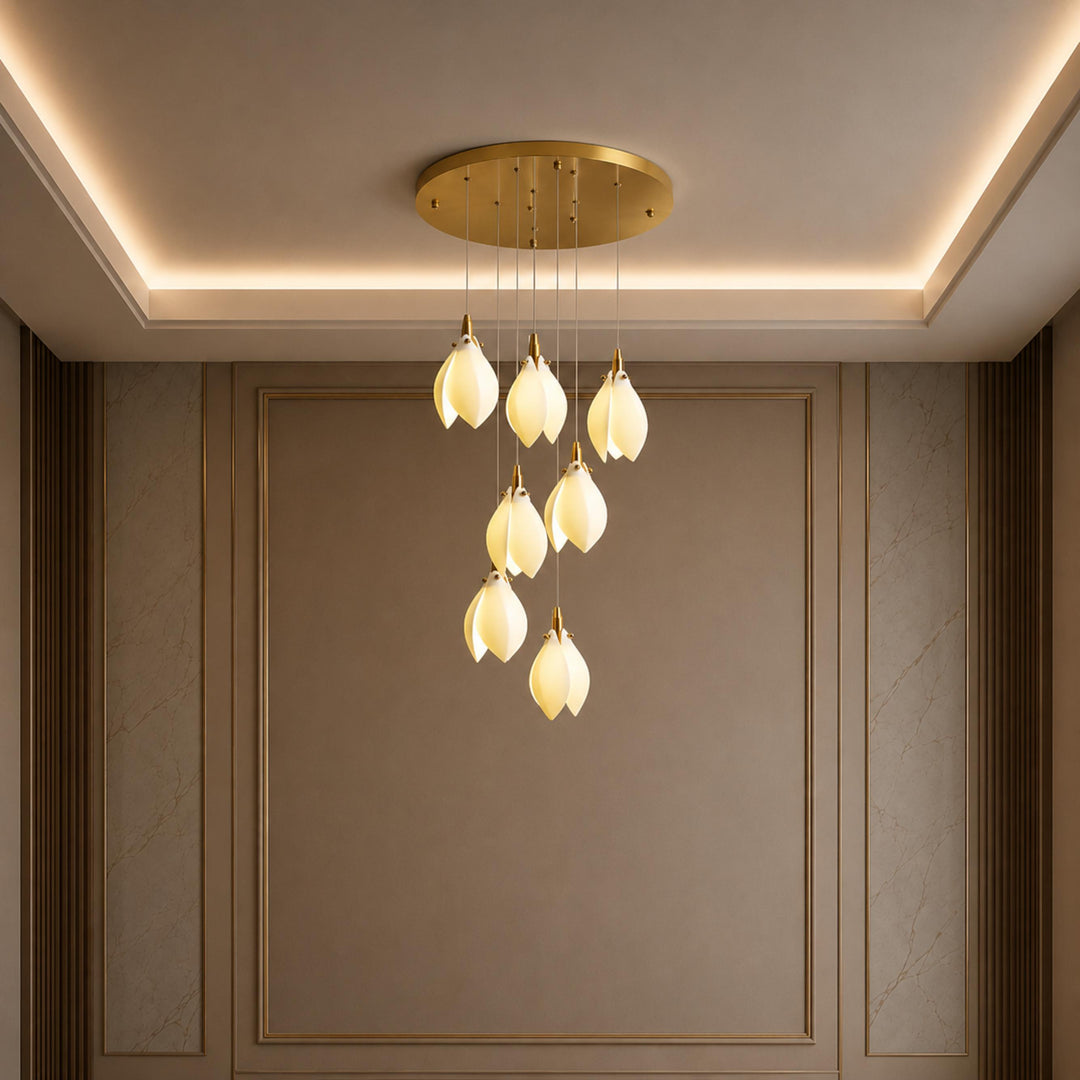Modern Chandelier Ceiling Light Adjustable Hanging Metal and Ceramic LED Compatible 7 to 64 Lights