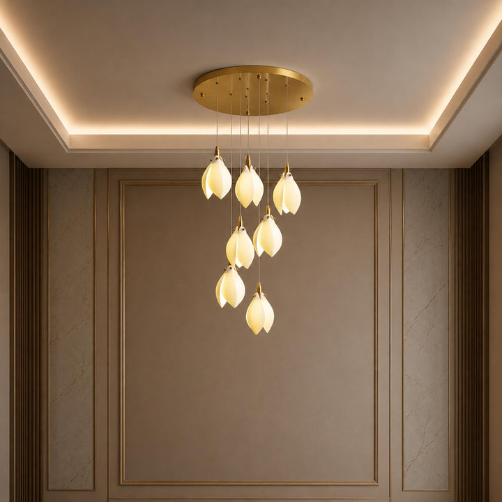 Modern Chandelier Ceiling Light Adjustable Hanging Metal and Ceramic LED Compatible 7 to 64 Lights