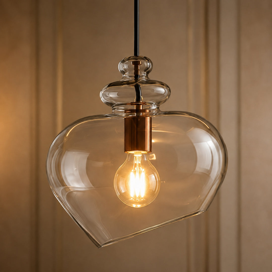 Modern Glass Pendant Light with Adjustable Metal Shade for Kitchen Pendant Lighting E26 Base