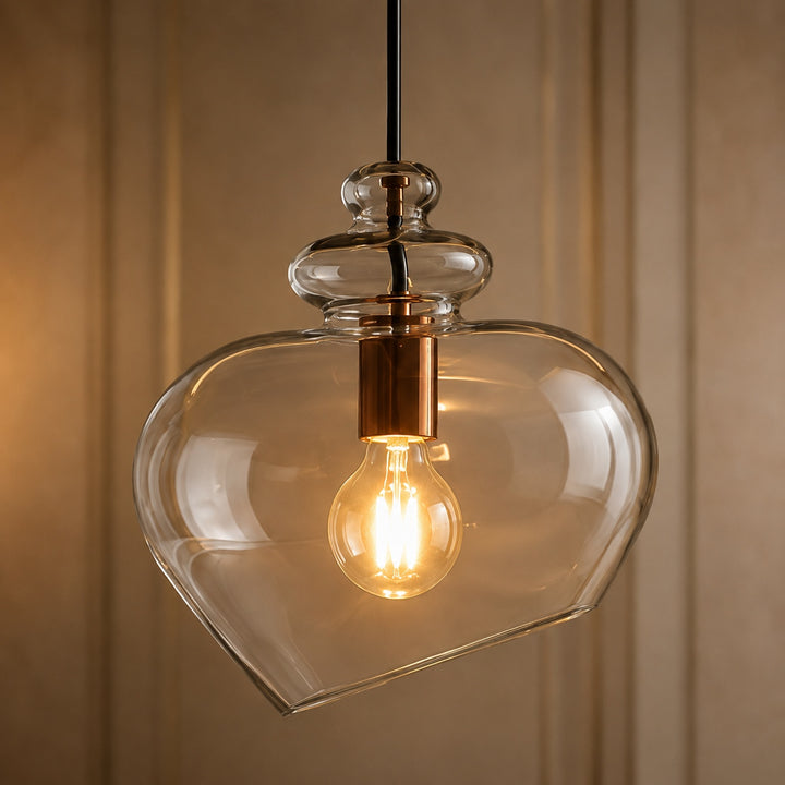 Modern Glass Pendant Light with Adjustable Metal Shade for Kitchen Pendant Lighting E26 Base