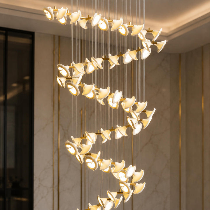 Modern Double Horn Chandelier Ceiling Light Iron and Ceramic Adjustable LED 14 to 128 Bulbs