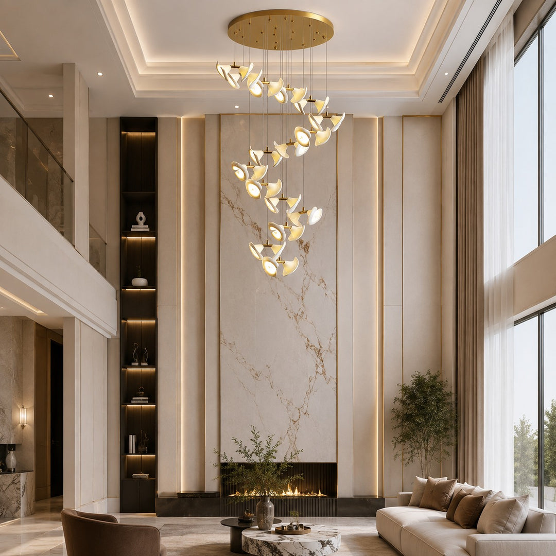 Modern Double Horn Chandelier Ceiling Light Iron and Ceramic Adjustable LED 14 to 128 Bulbs