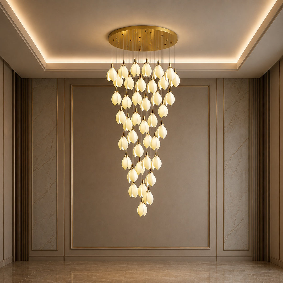 Modern Chandelier Ceiling Light Adjustable Hanging Metal and Ceramic LED Compatible 7 to 64 Lights