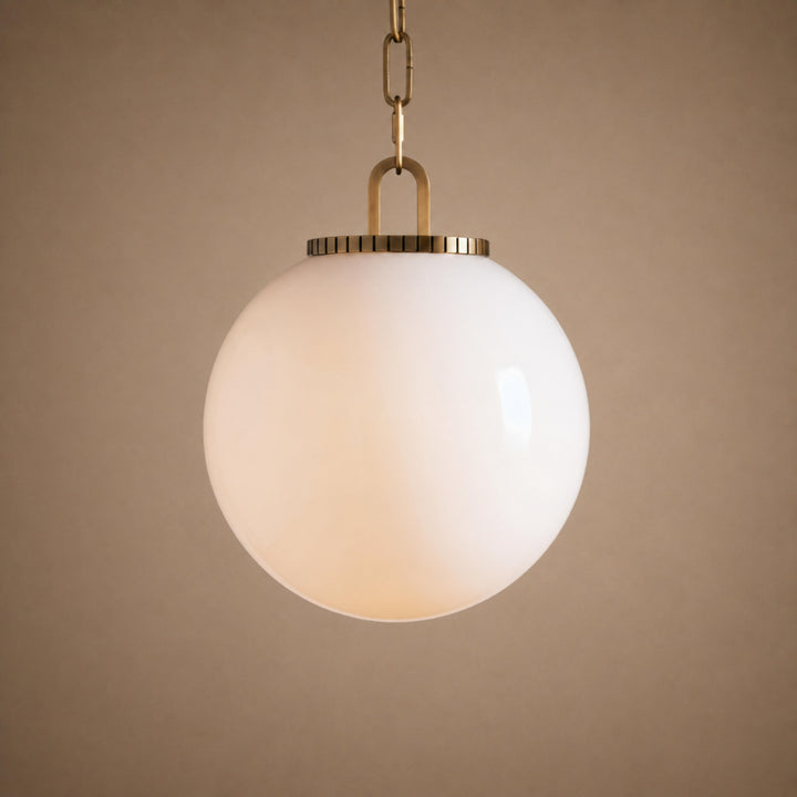 Modern Glass Globe Pendant Light with Chain – Brass or Bronze, Clear or Milk Glass