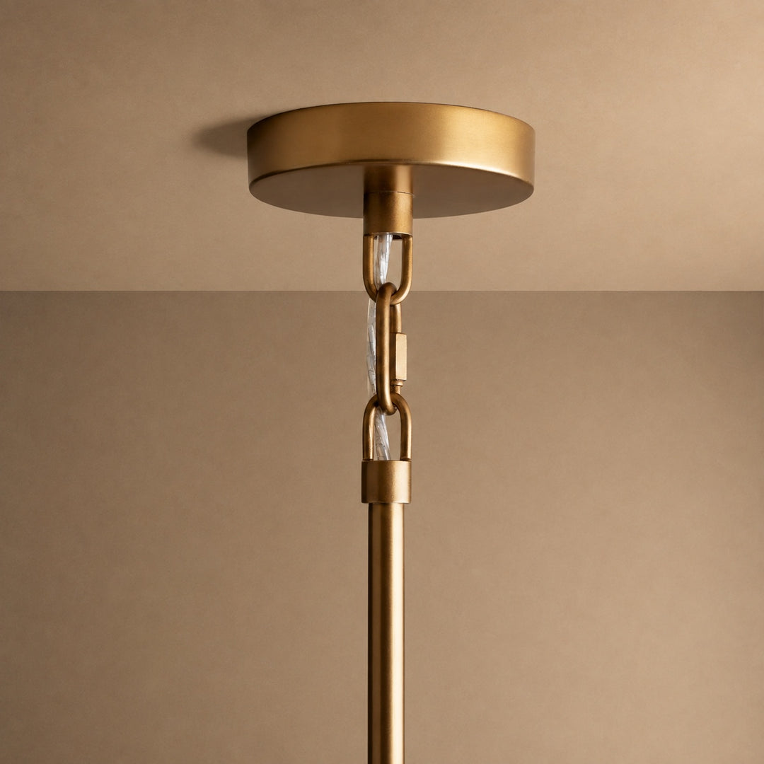 Large Round Chandelier with Off-White Shades – Brass or Bronze