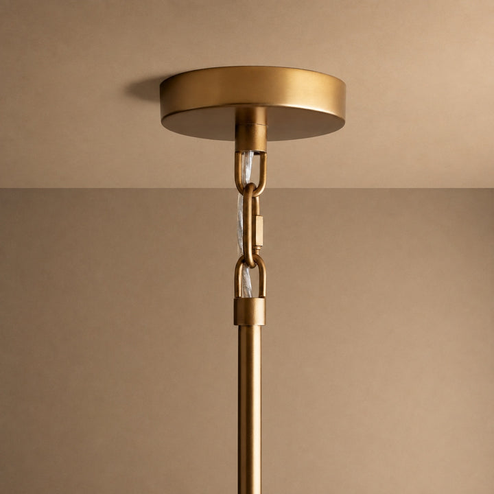 Large Round Chandelier with Off-White Shades – Brass or Bronze
