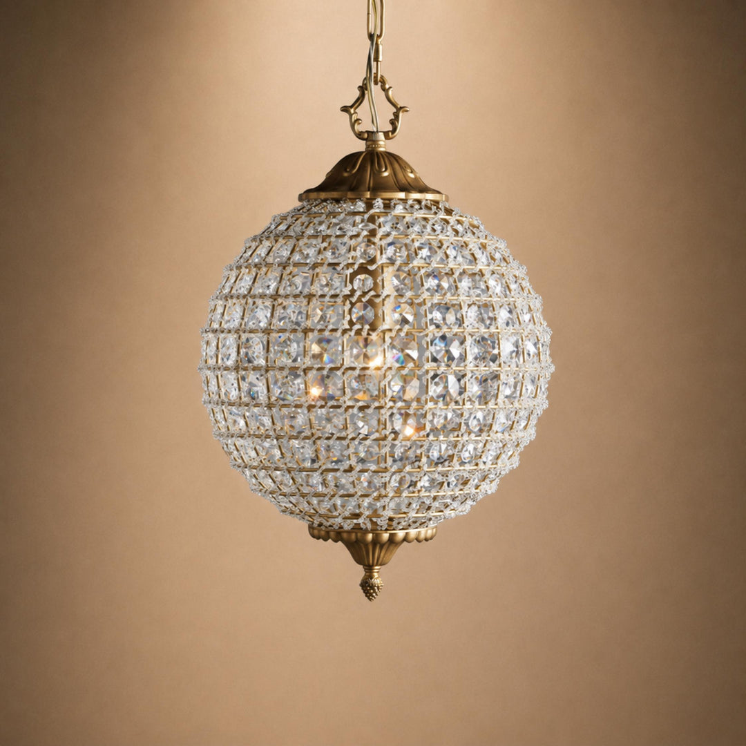 Antique Brass Crystal Round Chandelier – Small or Large Statement Ceiling Light