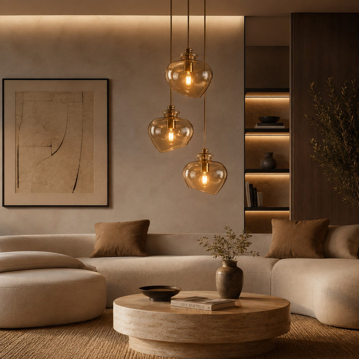 Modern Glass Pendant Light with Adjustable Metal Shade for Kitchen Pendant Lighting E26 Base