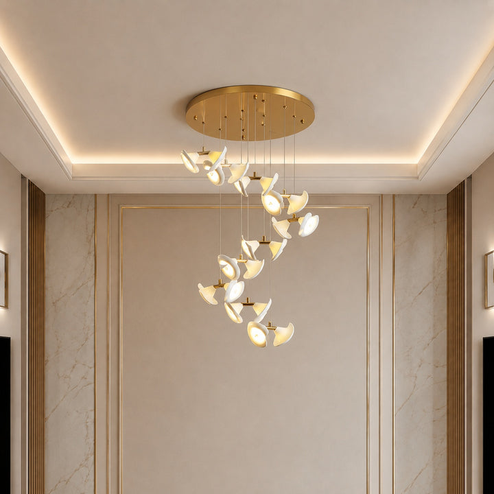 Modern Double Horn Chandelier Ceiling Light Iron and Ceramic Adjustable LED 14 to 128 Bulbs