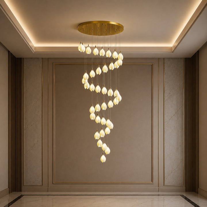 Modern Chandelier Ceiling Light Adjustable Hanging Metal and Ceramic LED Compatible 7 to 64 Lights