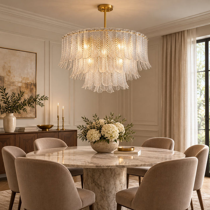 Modern Flush Mount Ceiling Light with Metal Frame and Amber Glass LED Illumination