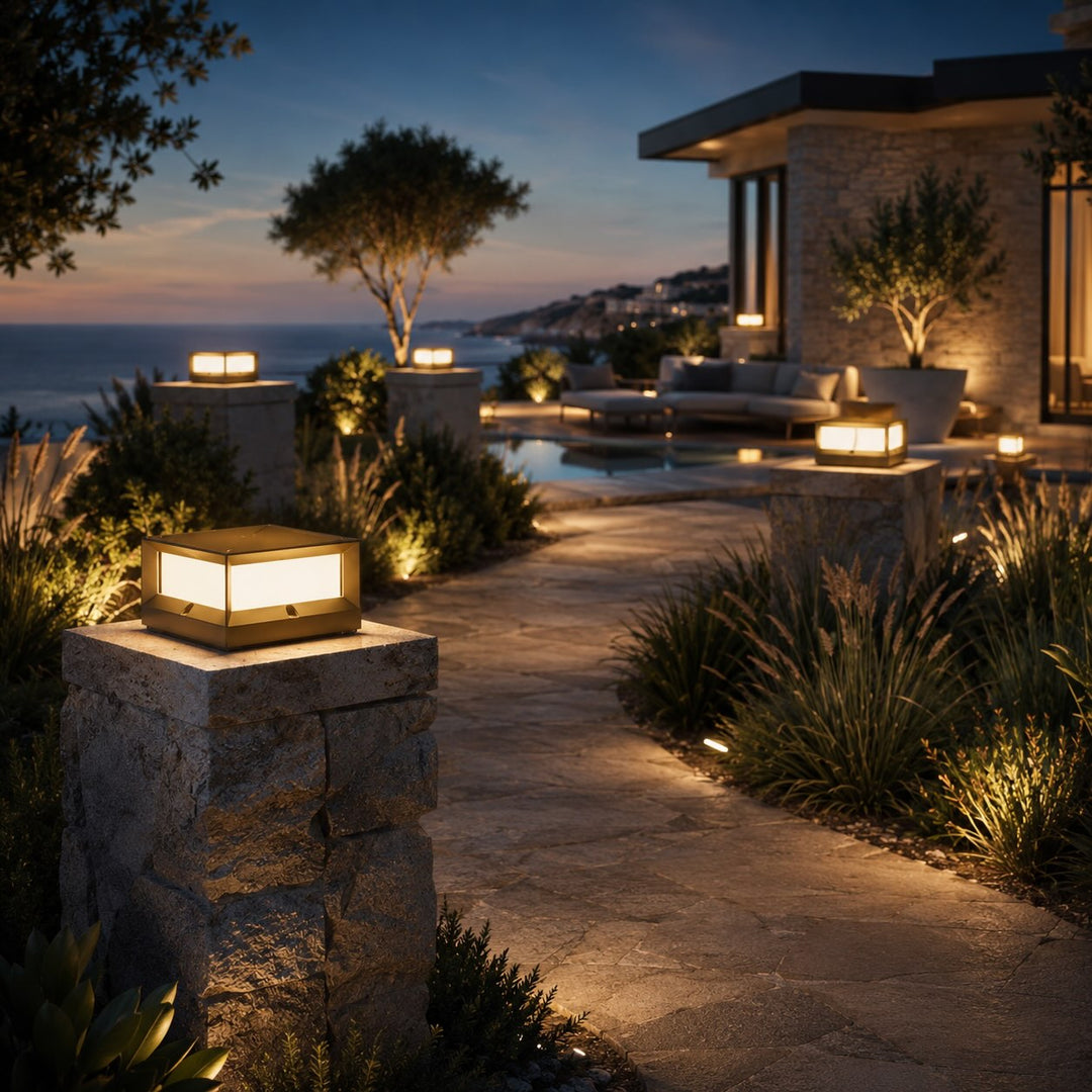 Modern Solar Garden Lights Outdoor Pillar Design Waterproof Aluminum LED 3200K