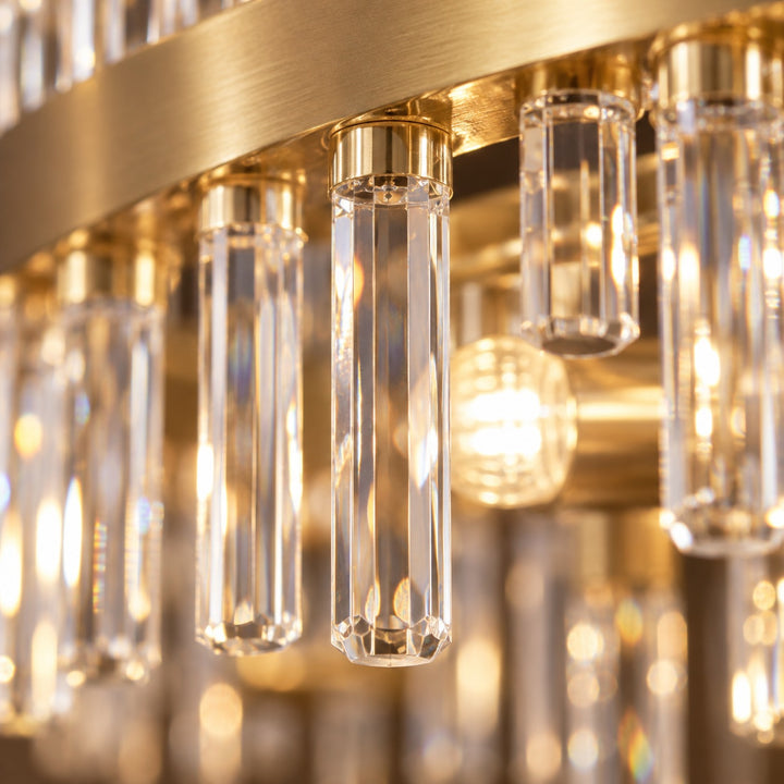 Modern Gold Crystal Chandelier Adjustable Hanging Metal E12 Bulb 12-20 Lights