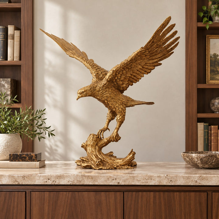 Modern Brass Eagle Sculpture Decorative Art Piece 60cm Height Durable Home Office Display