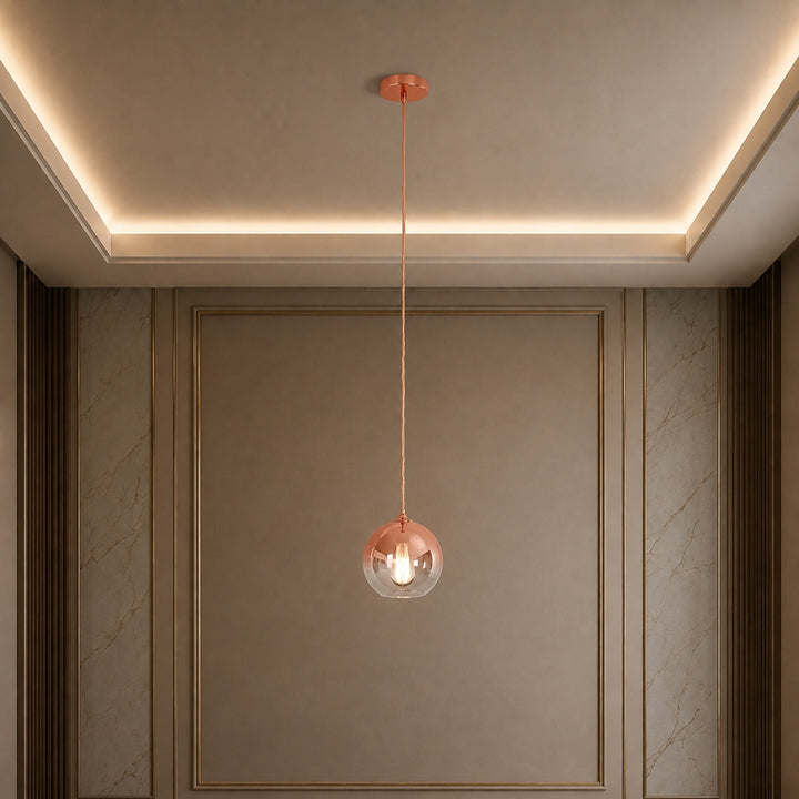 Modern Glass Pendant Light Adjustable Hanging LED with Metallic Gradient Finish