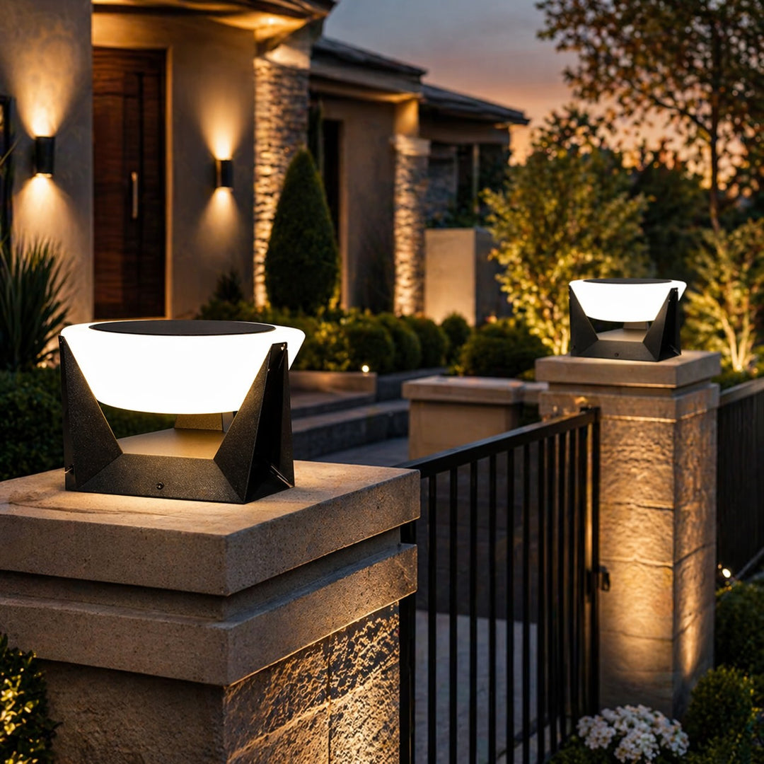 Modern Solar Post Light Outdoor Column Fixture IP65 Stainless Steel Acrylic LED 3000K Warm White