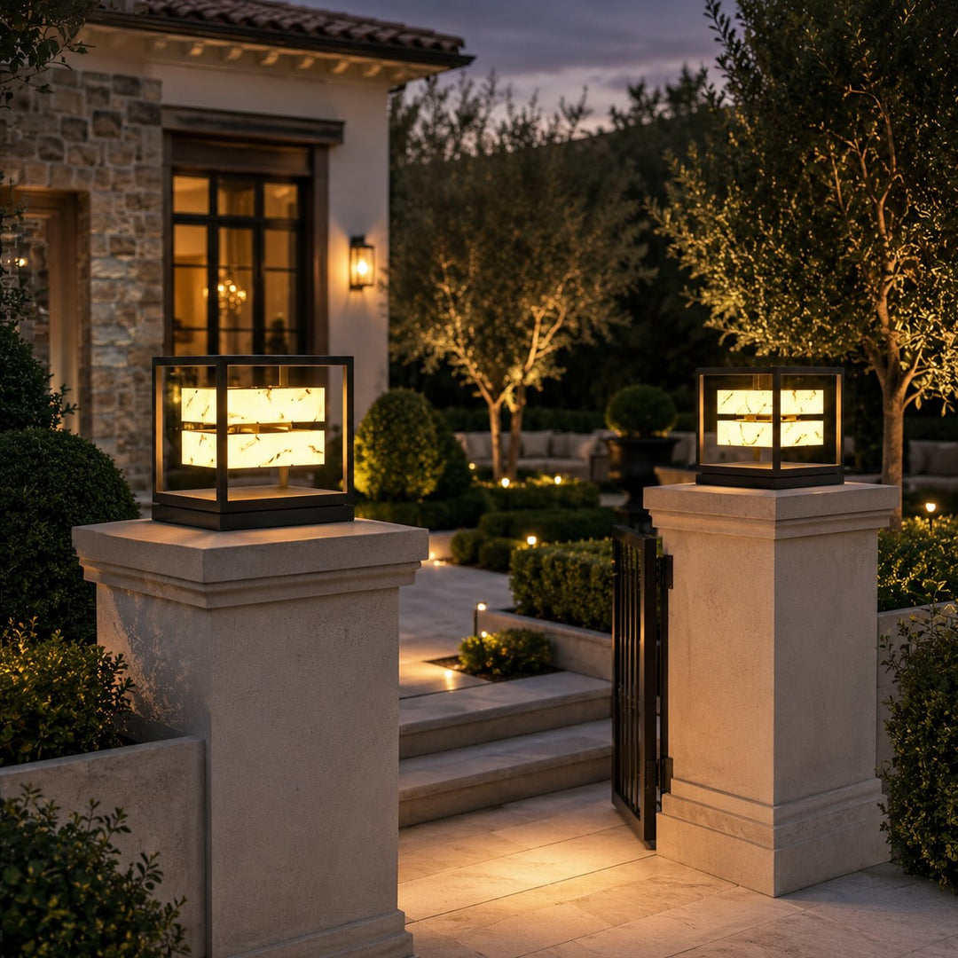 Solar Powered Modern Square Outdoor Garden Lights Waterproof Stainless Steel LED Deck Light