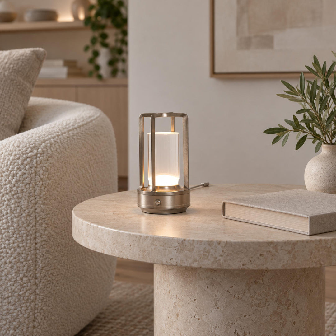 Modern Cordless Table Lamp with Crystal Shade Aluminum Alloy Base USB Charging LED Light