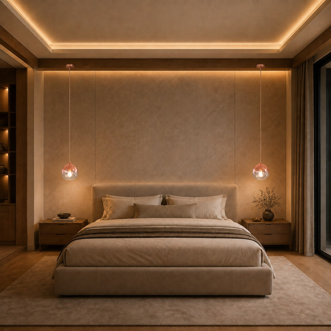 Modern Glass Pendant Light Adjustable Hanging LED with Metallic Gradient Finish