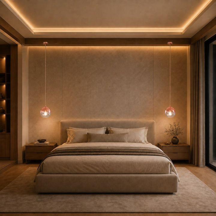 Modern Glass Pendant Light Adjustable Hanging LED with Metallic Gradient Finish