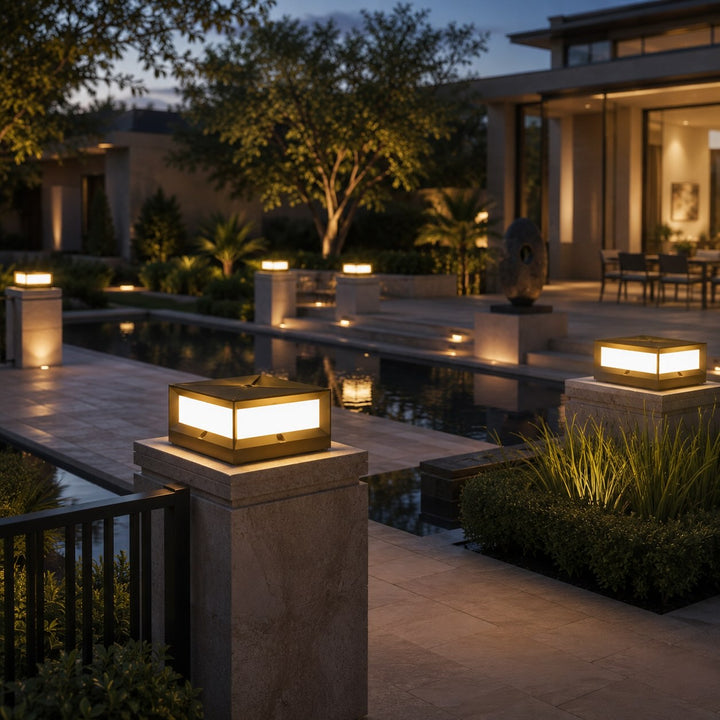 Modern Solar Garden Lights Outdoor Pillar Design Waterproof Aluminum LED 3200K