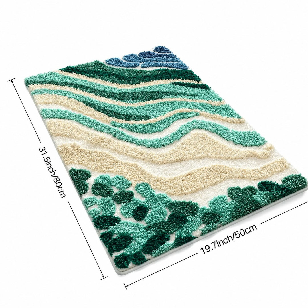 Modern Wavy Bath Mat Microfiber Non-Slip Absorbent Bathroom Mat for Shower Entryway