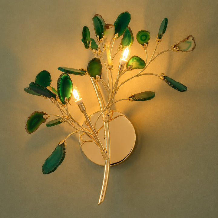 Contemporary Agate Wall Light Metal Fixture Wall Mounted Unique Natural Stone Design LED Indoor Use