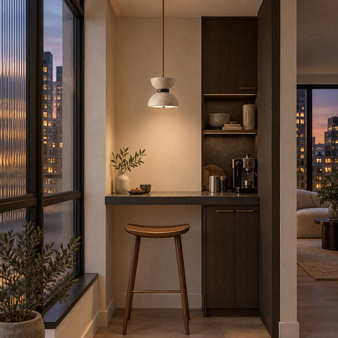 Modern Hourglass Pendant Lamp Hanging Design Travertine LED Lighting for Kitchen Pendant Lighting