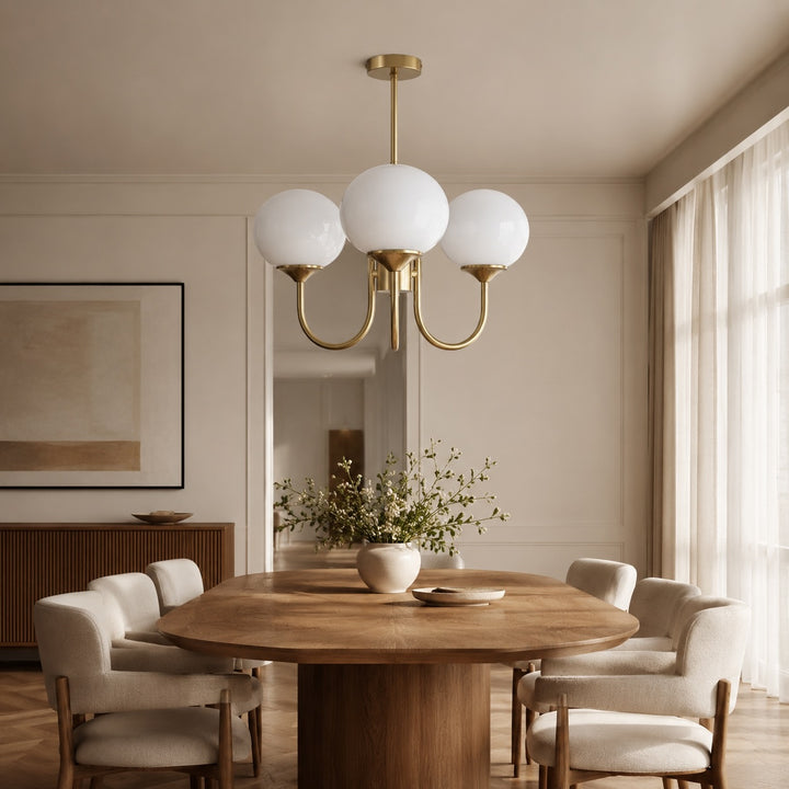 Modern Chandelier Pendant Light Fixture with Adjustable Arms Glass Shades Indoor Lighting