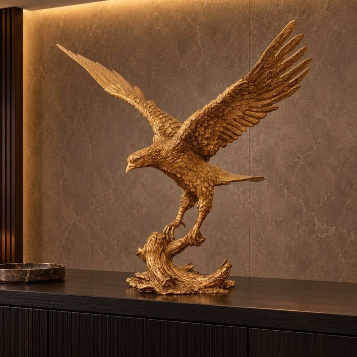 Modern Brass Eagle Sculpture Decorative Art Piece 60cm Height Durable Home Office Display